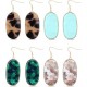 4Pairs Oval Acrylic Dangle Earrings For Women Lightweight Leopard Blue Green Shell Beige Mottled Resin Statement Oval Drop Earrings Set